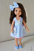 Голубое платье для куклы Paola Reina с карманами, 32 см